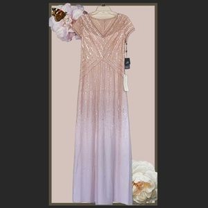 Adrianna Papell - NWT - Long Beaded / Sequined Art Deco Inspired Gown